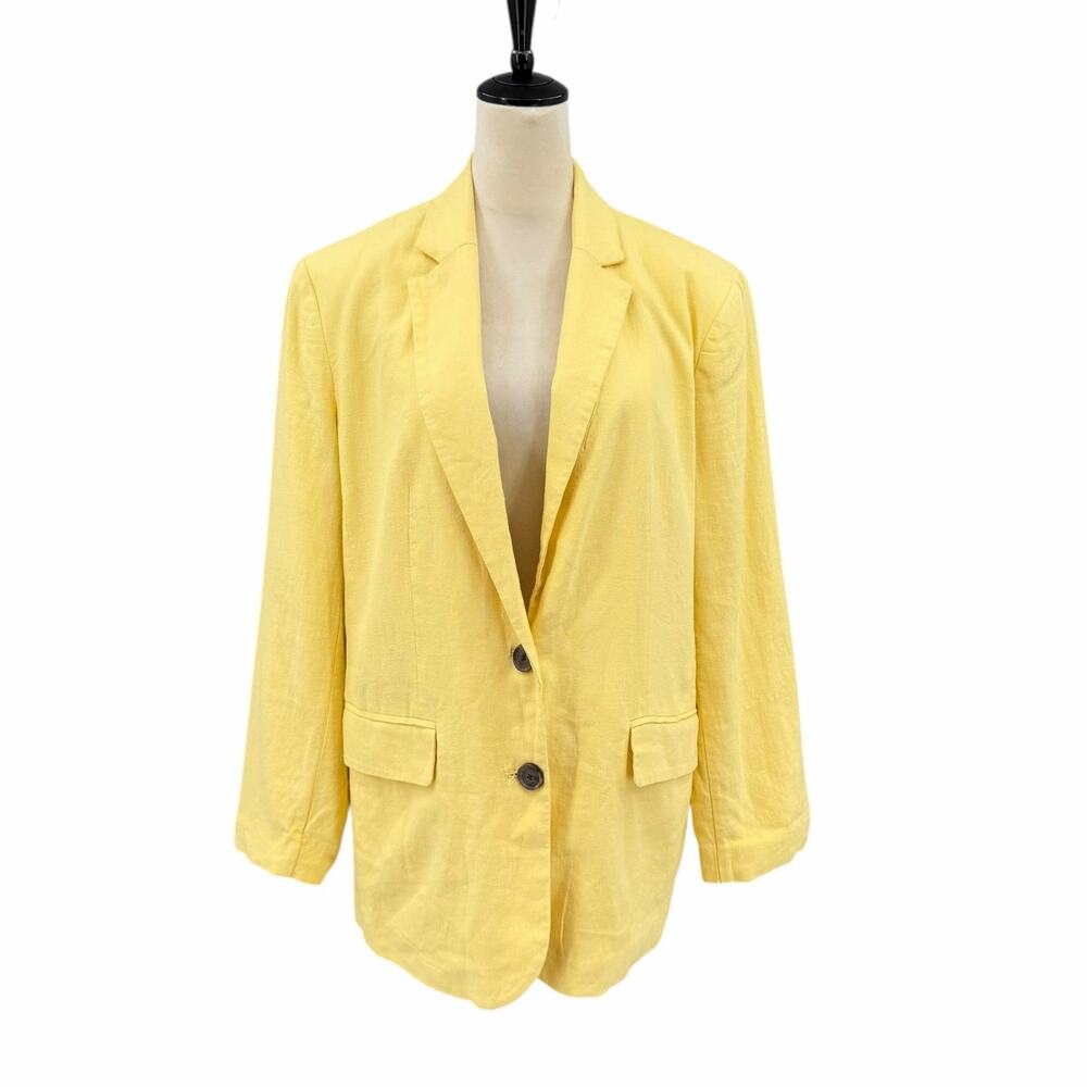 A New Day NWT Butter Yellow Linen Blend Oversized Business Casual Blazer
